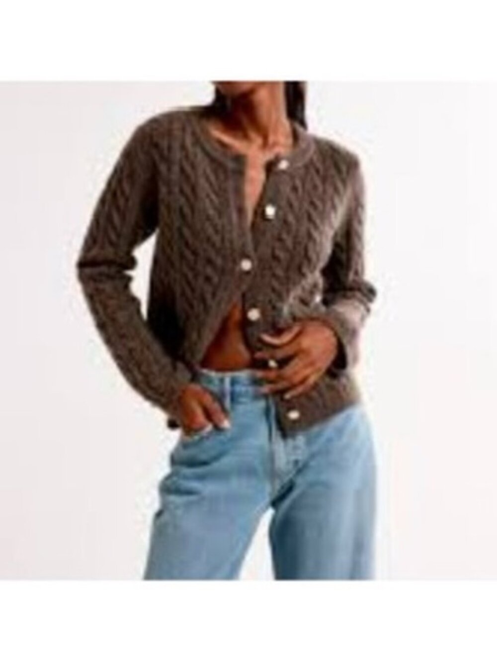 Brown/Grayish Abercrombie Cardigan Sweater